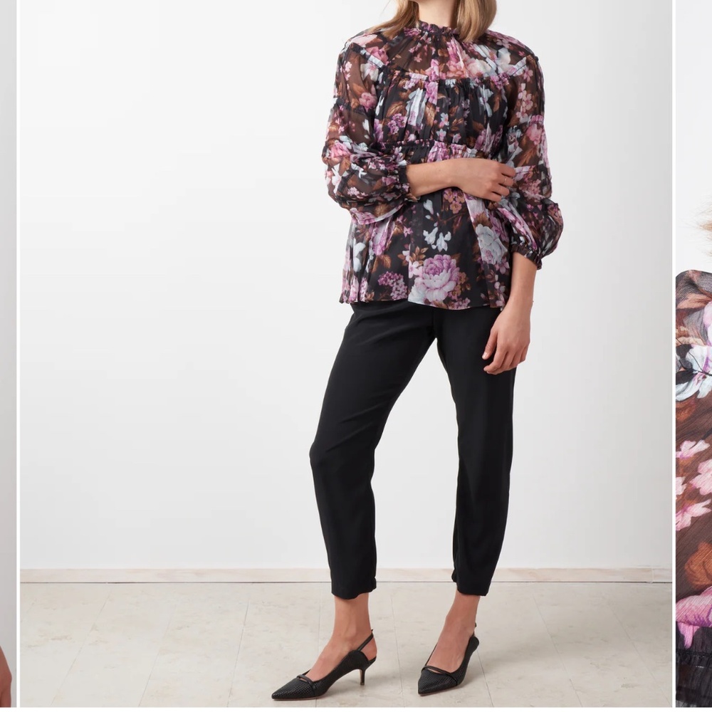 Anthropologie O.P.T Ditsy Floral Chiffon Blouse Size Medium